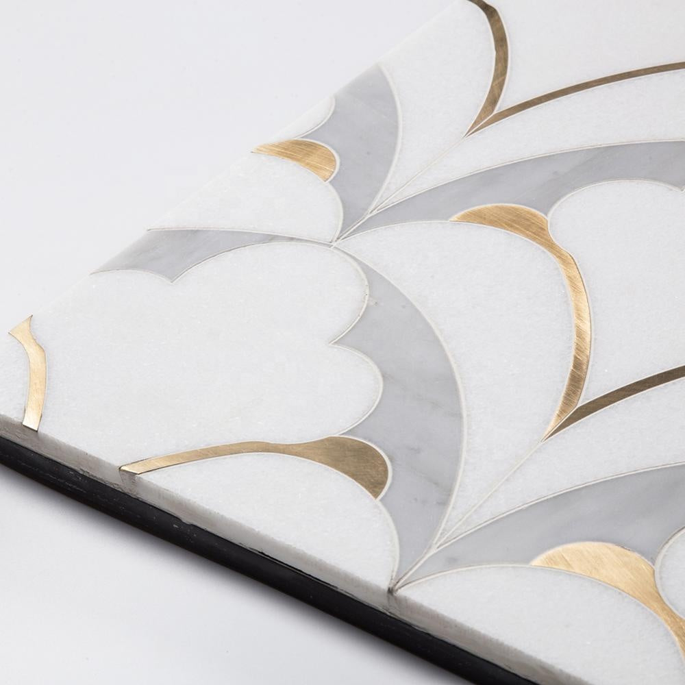 Centurymosaic Gạch Mosaic Đá Cẩm Thạch Cắt Tia Nước, Đá Ốp Sàn và Tường Cẩm Thạch Pha Đồng Thau, Thiết Kế Gạch Mosaic Cắt Tia Nước Từ Nhà Máy Thái Lan