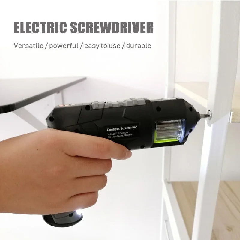 Súng Vít Mini Không Dây Pistol Có Đèn Led Pin Lithium 7 Bộ