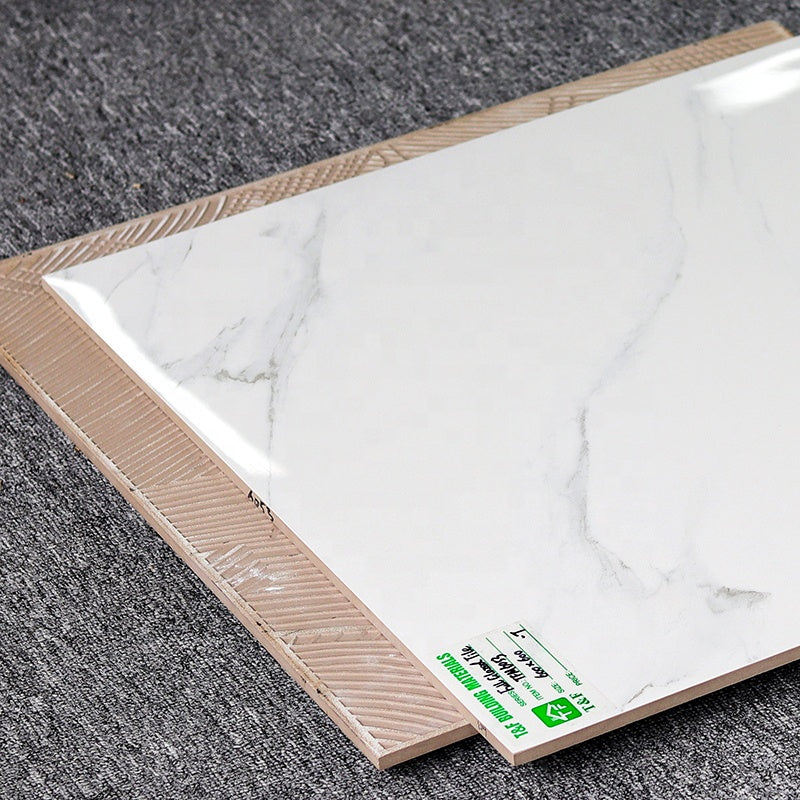 Gạch lát nền Porcelain 60x60 vân đá cẩm thạch trắng Carrara trang trí nhà hiện đại