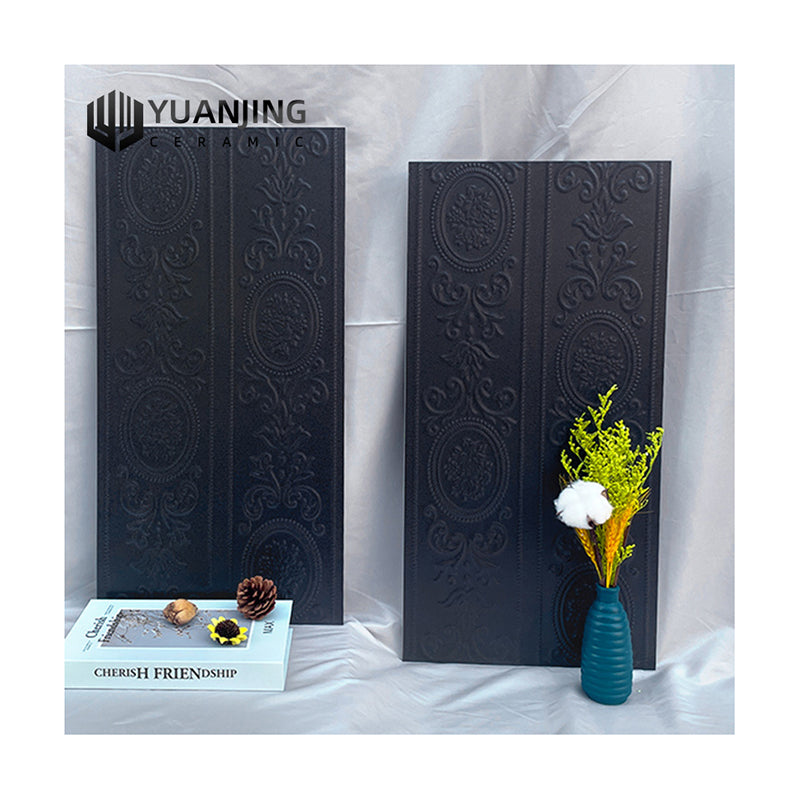Gạch Sứ Ốp Tường Sợi Thủy Tinh 300x600mm Phong Cách Retro Pháp Dùng Cho Tường Bếp, Phòng Tắm, Ban Công Họa Tiết Hoa Nhỏ Phối Đen Trắng