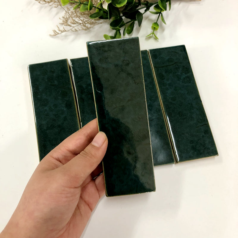 Gạch ốp tường Zellige Ma-rốc xanh lá cây thủ công, men hoa tùy chỉnh, trang trí bóng cho Khách sạn, Khu nghỉ dưỡng, Phòng tắm, Bếp