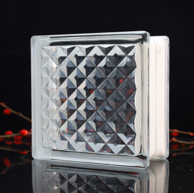 Khối kính LATTICE (JH005) 190*190*80MM Gạch kính pha lê có lỗ rỗng 190*190*80MM Khối kính LATTICE