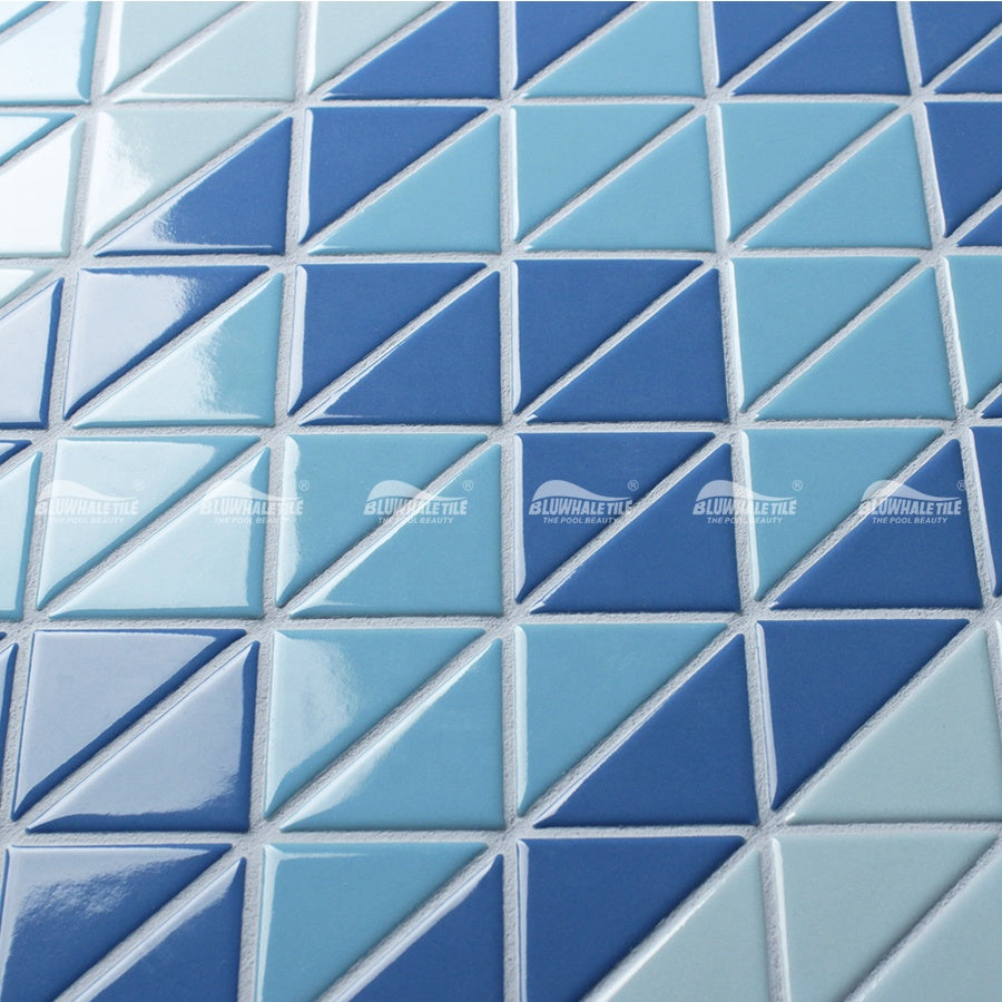 Gạch Mosaic Tam Giác Men Xanh Dương Tùy Chỉnh Sỉ Bluwhale