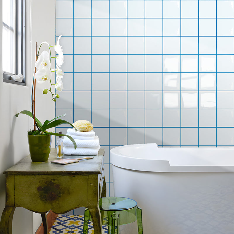 Decal 3D Gạch Lưới Xanh Dán Tường Bếp Chống Nước