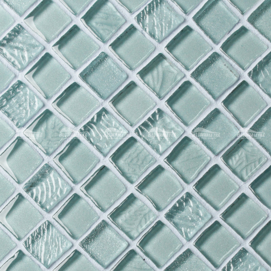 Gạch MOSAIC kính thủy tinh bể bơi nhà tắm hình vuông bóng 8mm dày 23x23mm