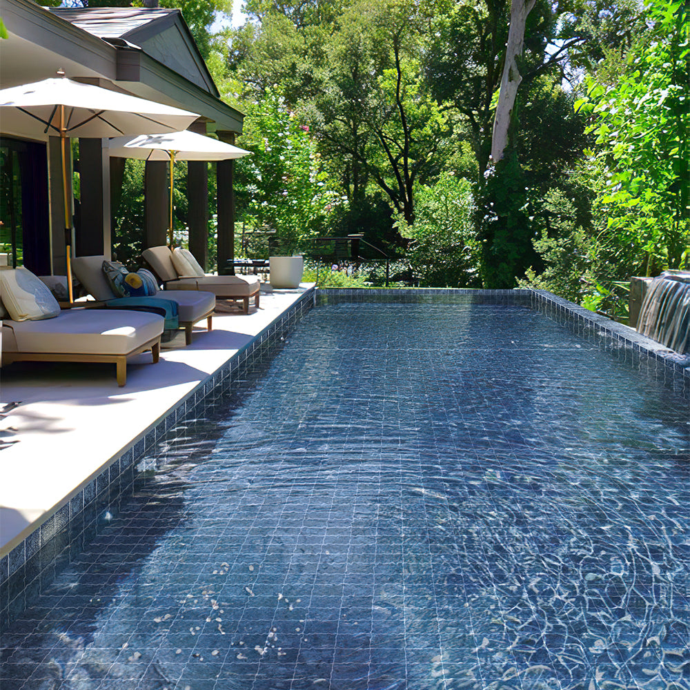 Gạch Mosaic Sứ Mờ Dạng Thẻ Hồ Bơi