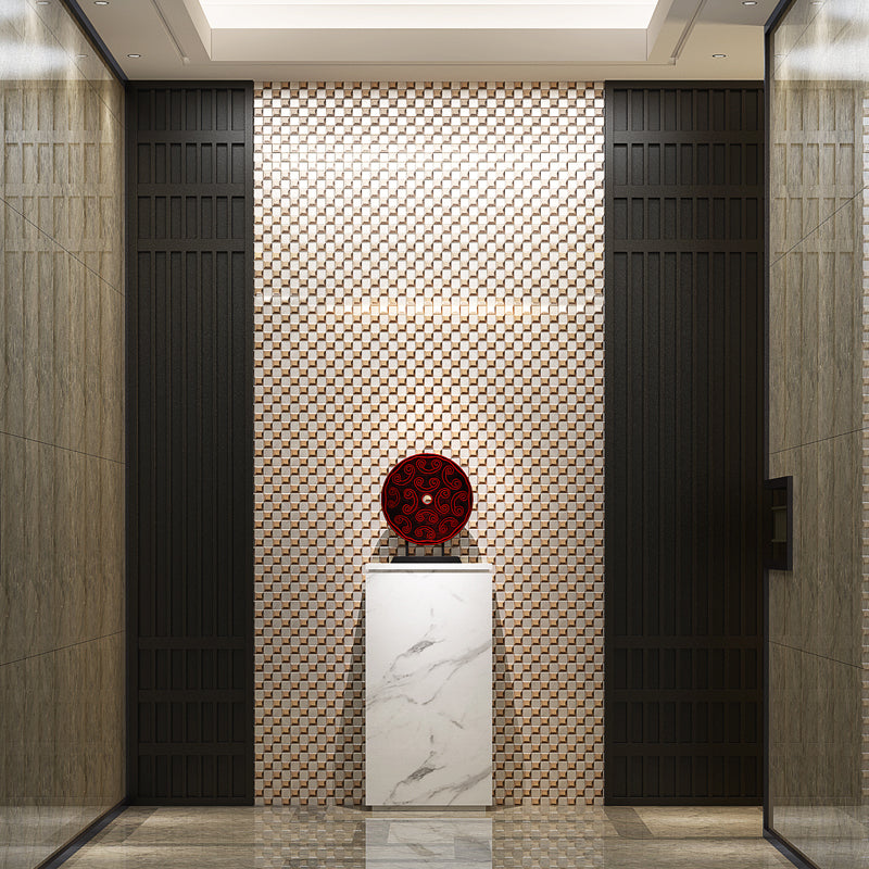 Gạch Chống Trượt Mosaic Kính Sứ Vàng Mạ Bạc Sang Trọng Châu Âu, Tường Nền Hiện Đại Cho KTV, Sảnh Khách Sạn, Quầy Bar
