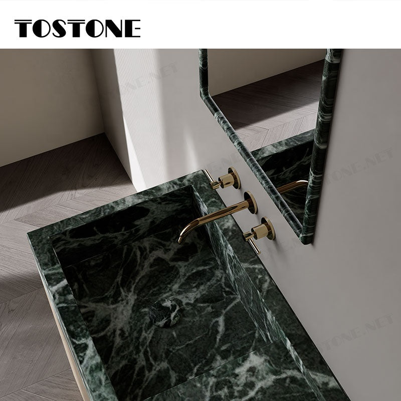 Tostone Tủ lavabo đá cẩm thạch xanh sang trọng Verde Alpi ưu đãi