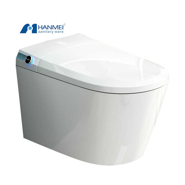 Bồn cầu treo tường hình chữ P không vành kiểu Châu Âu xả nước mạnh bằng gốm sứ hiện đại một khối tròn
