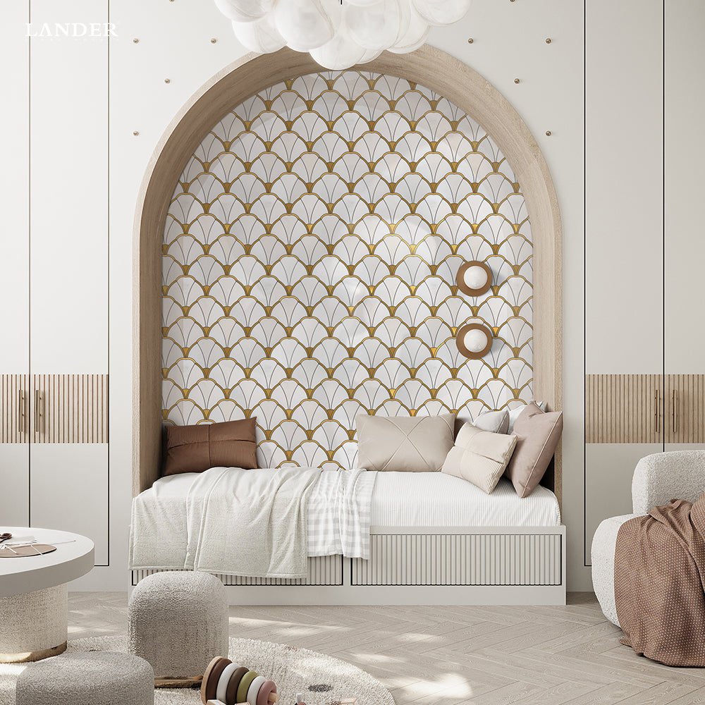 Lander Stone Thiết kế mới Gạch ốp tường mosaic đá cẩm thạch tự nhiên cắt bằng tia nước dùng cho Phòng tắm, Phòng khách