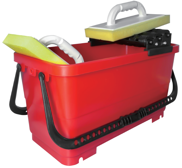 Bộ dụng cụ vệ sinh mạch vữa gạch với xô nhựa 24L, lưới, miếng bọt biển và con lăn đôi