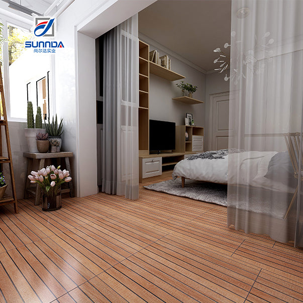 Gạch lát nền Porcelain Trung Quốc giả gỗ thô mộc chống trượt 60x60cm lát ngoài trời