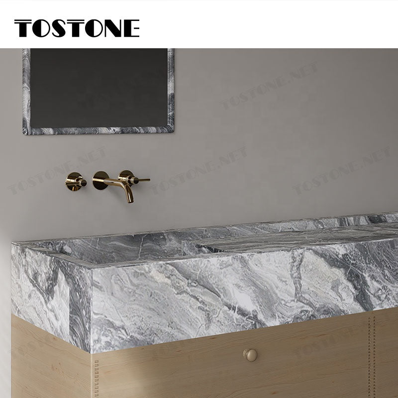Tostone Bán chạy Tủ lavabo đá cẩm thạch sang trọng Vince Brown dành cho trang trí nội thất phòng tắm của nhà ở, biệt thự, khách sạn hiện đại