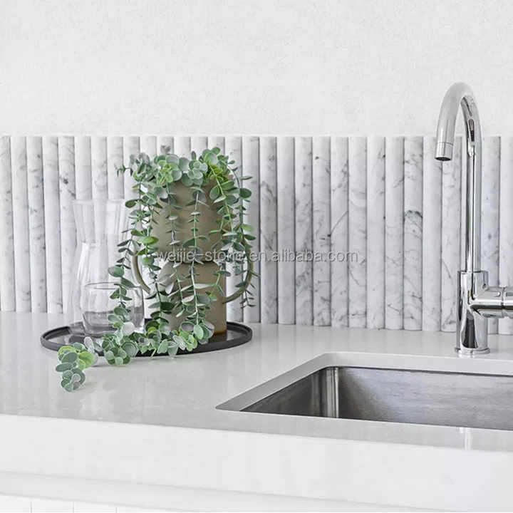 Gạch đá cẩm thạch cong có khía, trang trí bằng đá tự nhiên, viền bút chì, sang trọng, đứng, mài nhẵn, trang trí, gạch đá cẩm thạch có khía