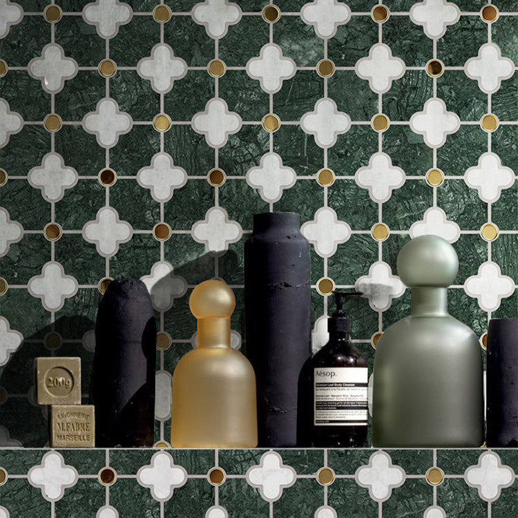 Gạch mosaic cắt tia nước bằng đá cẩm thạch và kim loại, phong cách cổ điển, dùng cho trang trí tường nội thất, lát sàn và dự án xây dựng.