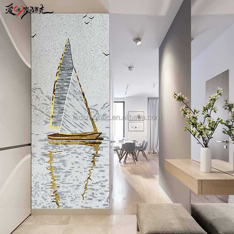 Tranh khảm mảnh kính trang trí tường phòng khách hành lang theo họa tiết nữ tính cao cấp đặt làm riêng