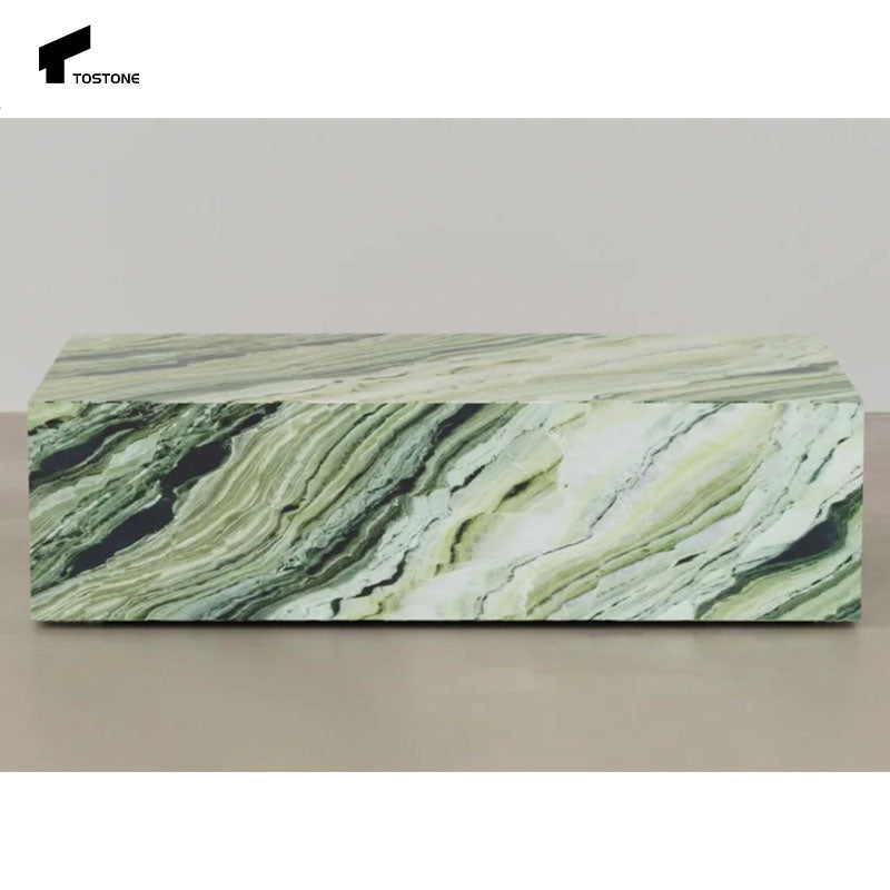 Tostone Nội thất phòng khách Bàn trà đôn đá cẩm thạch tự nhiên xanh lá trang trí nội thất nhà ở, biệt thự