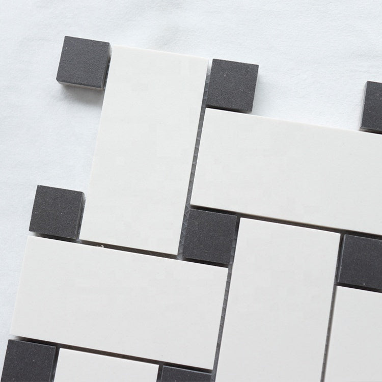 Gạch Mosaic Đá Cẩm Thạch Chống Trượt Đen Trắng Lát Sàn, Ốp Tường Bếp, Ốp Tường