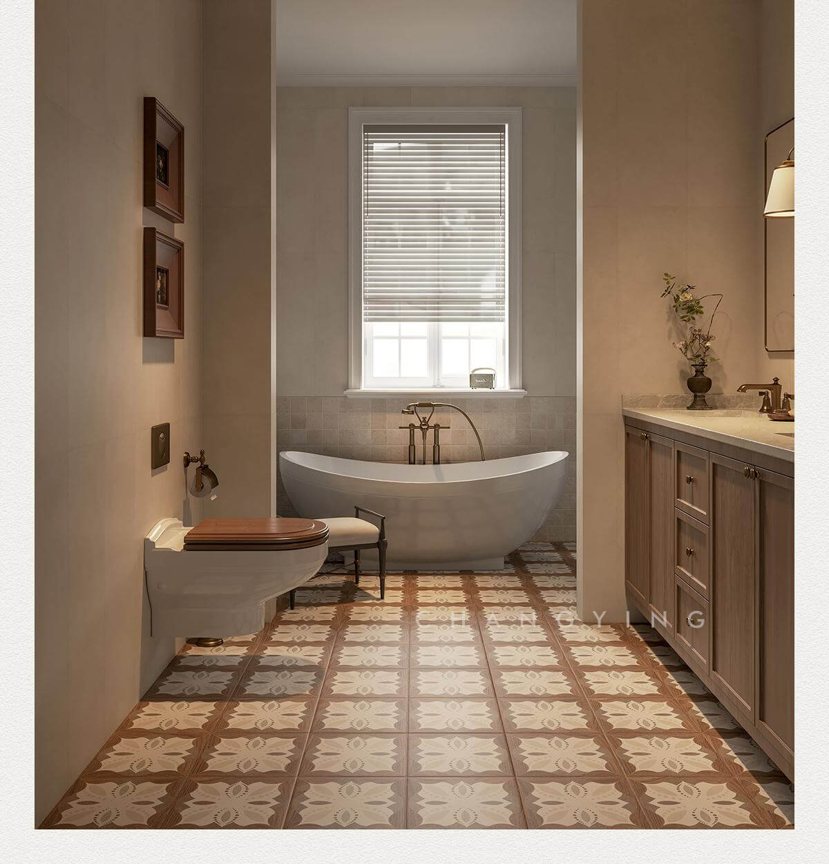 Bán Trực Tiếp Từ Nhà Máy Gạch Lát Sàn Mosaic Mờ 300x300mm, Thích Hợp Cho Phòng Tắm, Với Hiệu Ứng Hoa Văn Cổ Điển
