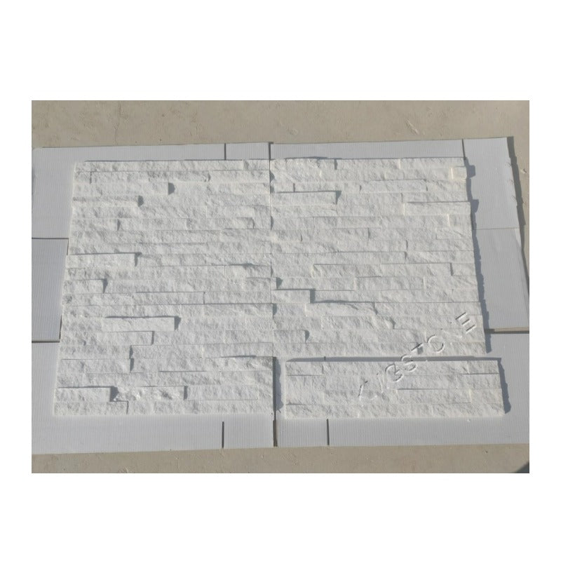 Tấm ốp đá xếp chồng thạch anh tự nhiên Trắng Bắc Cực thiết kế hiện đại, kích thước tùy chỉnh cho Khách sạn, Biệt thự, Ngoại thất và Nội thất.