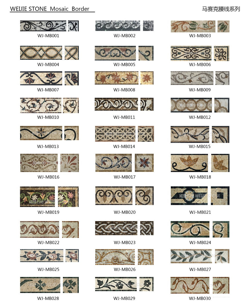 Gạch lát sàn mosaic họa tiết tranh tường trang trí, thiết kế nghệ thuật thủ công thời trang dùng cho đài phun nước và phòng tắm