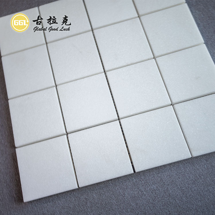 Gạch ốp lát tường sàn mosaic đá cẩm thạch vuông trắng Thassos Hy Lạp chất lượng cao dày 10mm