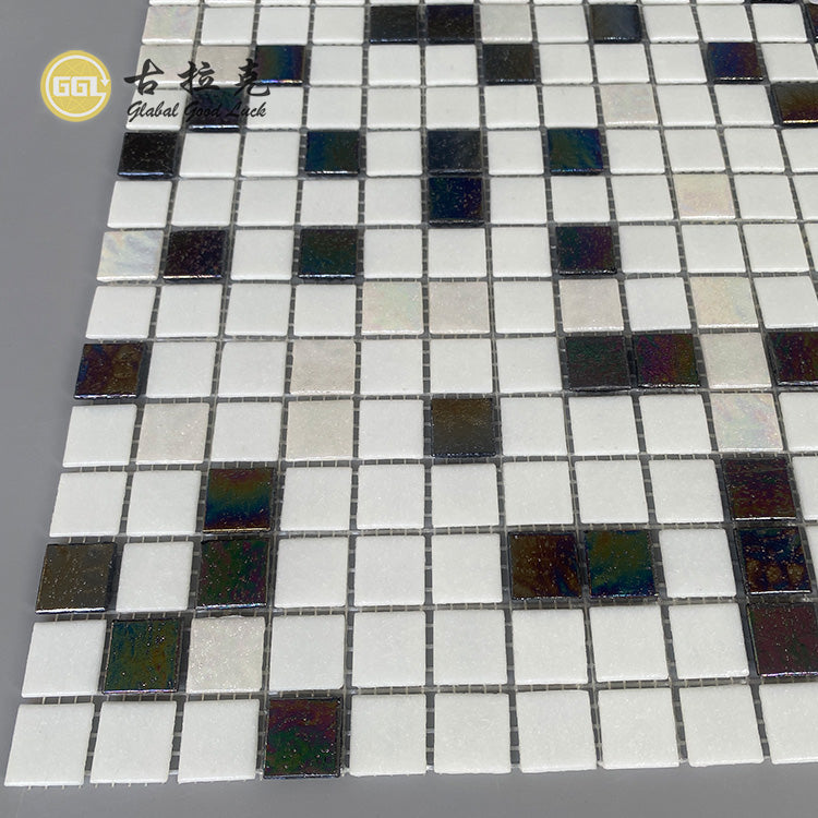 Gạch Mosaic Thủy Tinh Óng Ánh Trắng Cao Cấp Dùng Để Trang Trí Tường Trưng Bày Cửa Hàng Trang Sức