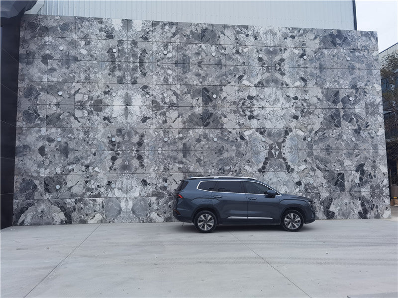 Tấm đá vôi xám Trung Quốc vân hóa thạch ốp mặt tiền Xám Pierre