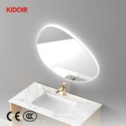 Gương phòng tắm thông minh Kidoir Factory, gương cảm ứng nhôm ba bóng, hình bầu dục, có đèn chiếu sáng, khách sạn