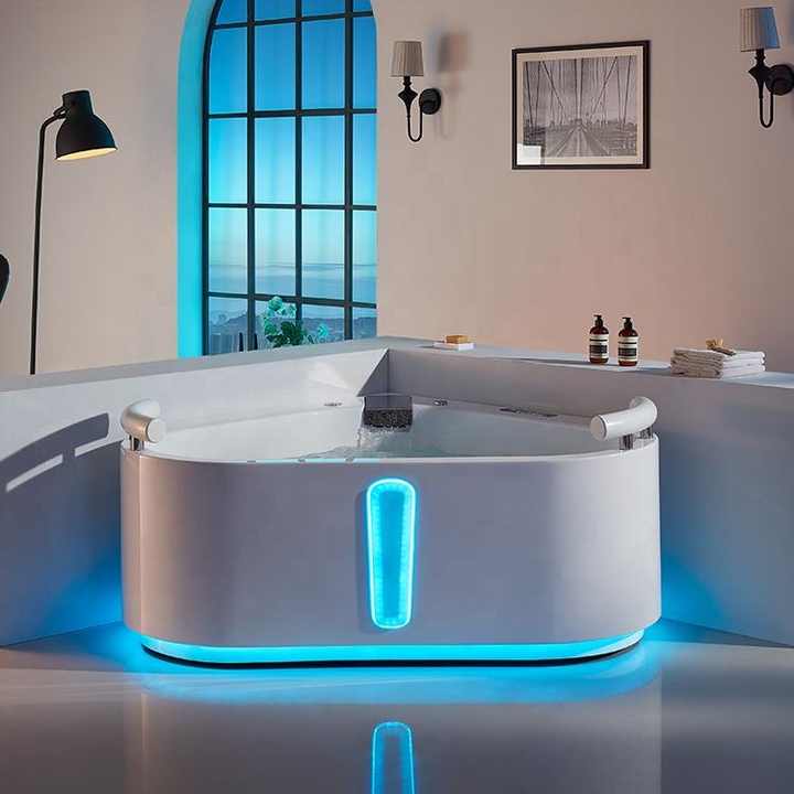 Bồn tắm Acrylic Tina di động cho người lớn góc nhựa xoáy nước Bồn tắm 2 người Bồn tắm nước nóng tại nhà Bồn tắm massage kết hợp spa
