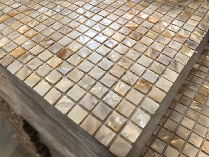 Tấm Mosaic Vỏ Xà Cừ Tự Nhiên Màu Trắng Thiết Kế Hiện Đại Dùng Cho Ốp Bếp, Phòng Tắm, Hồ Bơi
