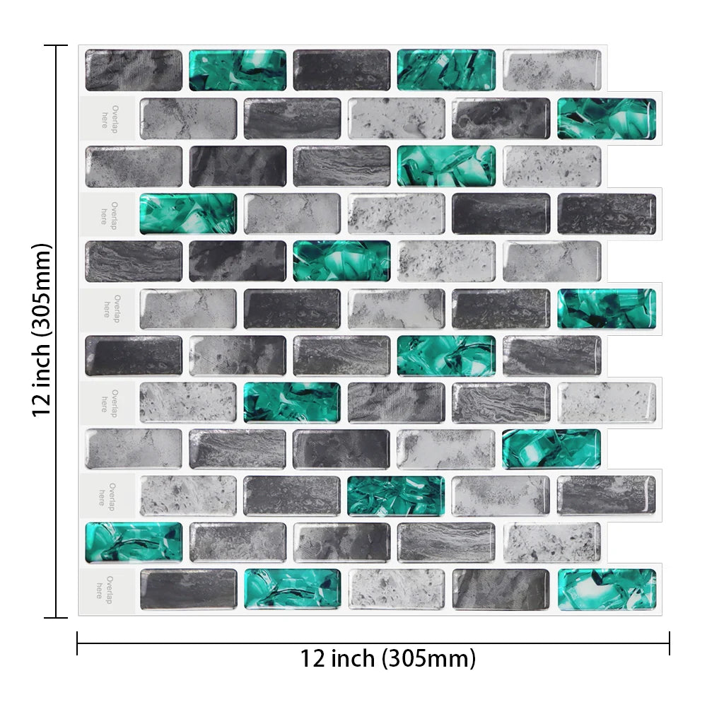 Dán Tường Backsplash 3D Metro Hiện Đại 12x12 Inch Tự Dính
