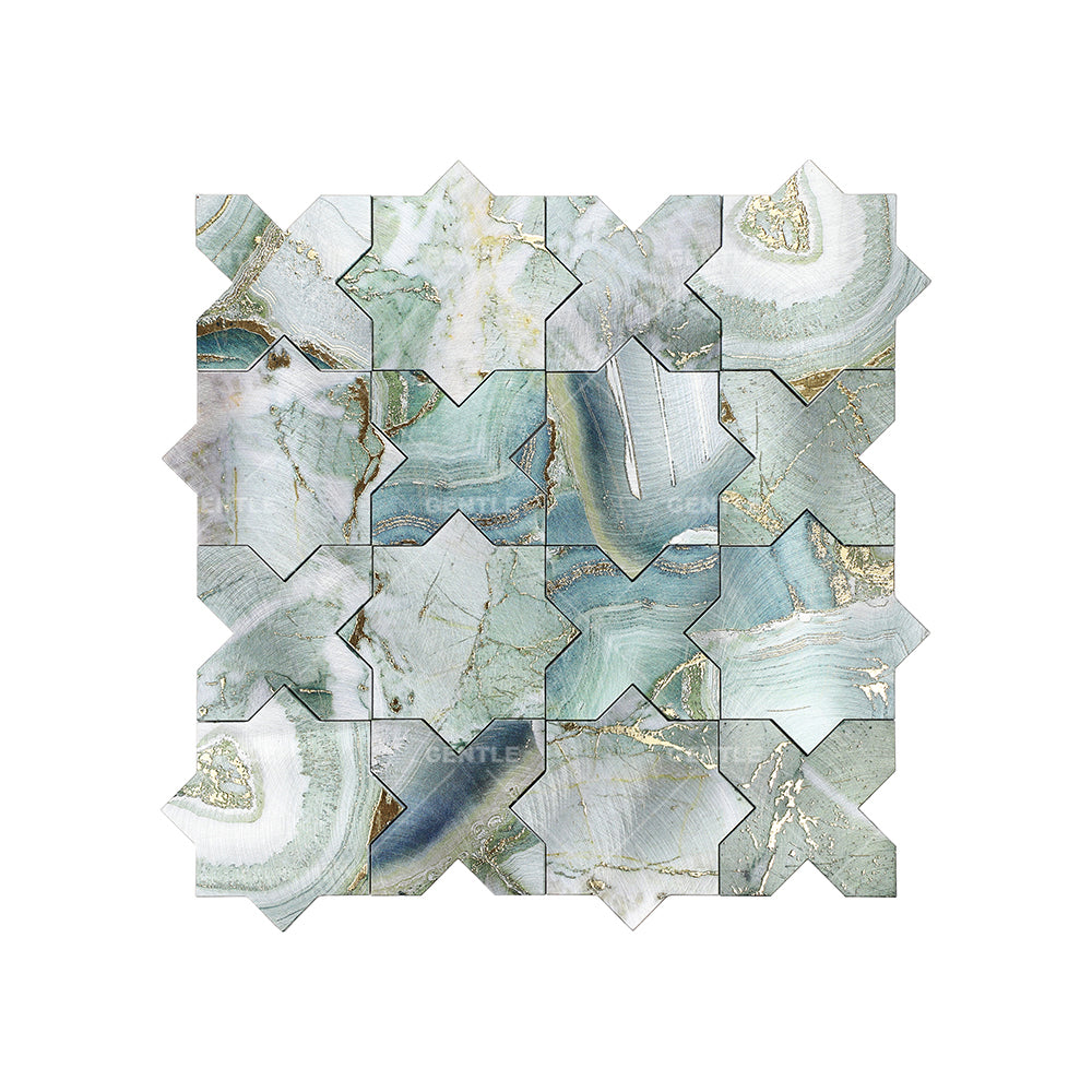 Gạch ốp tường Mosaic nhôm cao cấp đốm vàng, gạch kim loại trang trí tường phòng khách