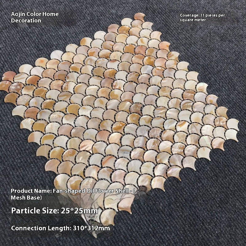 Gạch Mosaic Vỏ Sò Tự Nhiên Oshiva Ceramics Dạng Vảy Cá Thiết Kế Hiện Đại Chống Thấm Nước Bề Mặt Bóng Dùng Cho Tường Phòng Tắm Phòng Khách Tường Nền TV