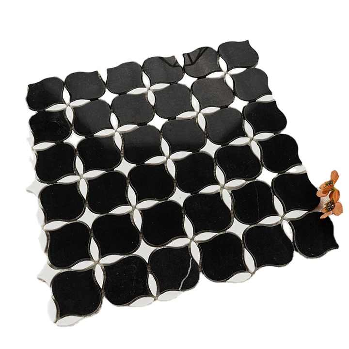 Sản xuất gạch lát sàn, gạch mosaic đá cẩm thạch phun nước, gạch mosaic đá cẩm thạch đen trắng, gạch ốp tường