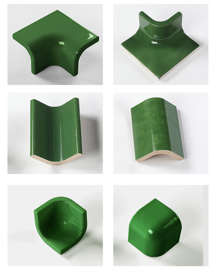 Gạch Ốp Tường Men Sứ Xanh Đậm, Gạch Viền Men Bóng, Gạch Trang Trí Nội Thất Khách Sạn Hiện Đại, Gốm Sứ JLA 80x100