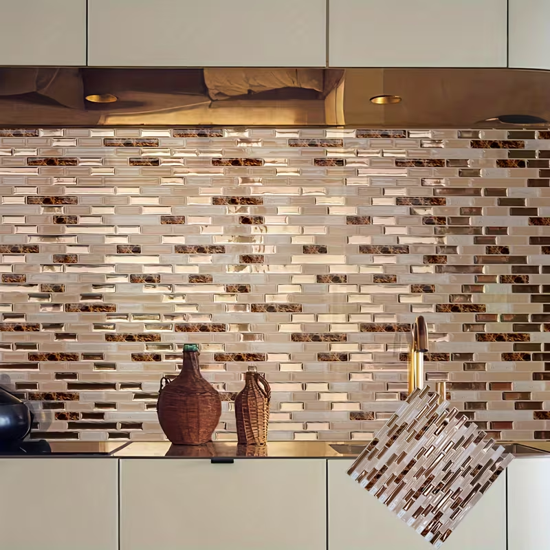 Gạch ốp tường tự dán mosaic vàng