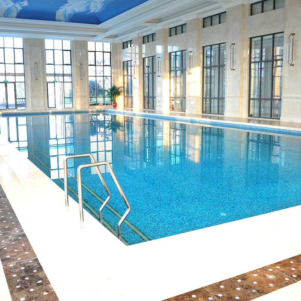 Gạch Lát Hồ Bơi Và Sàn Phòng Tắm Mosaic Kính Óng Ánh Trắng - Bán Trực Tiếp Từ Nhà Máy