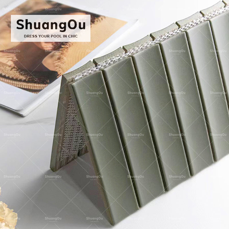 Gạch Mosaic Dải Đá Cẩm Thạch Xanh Tráng Men & Gốm Sứ Kiểu Kitkat Ốp Tường Bếp/Phòng Tắm – Hàng Bán Chạy Nhất