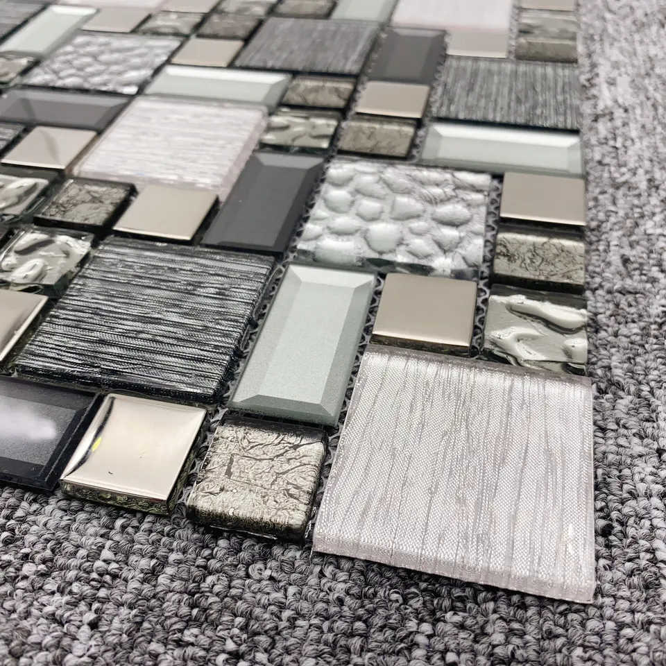 Gạch Mosaic Ốp Tường Ngoài Trời Đa Họa Tiết Vàng và Be
