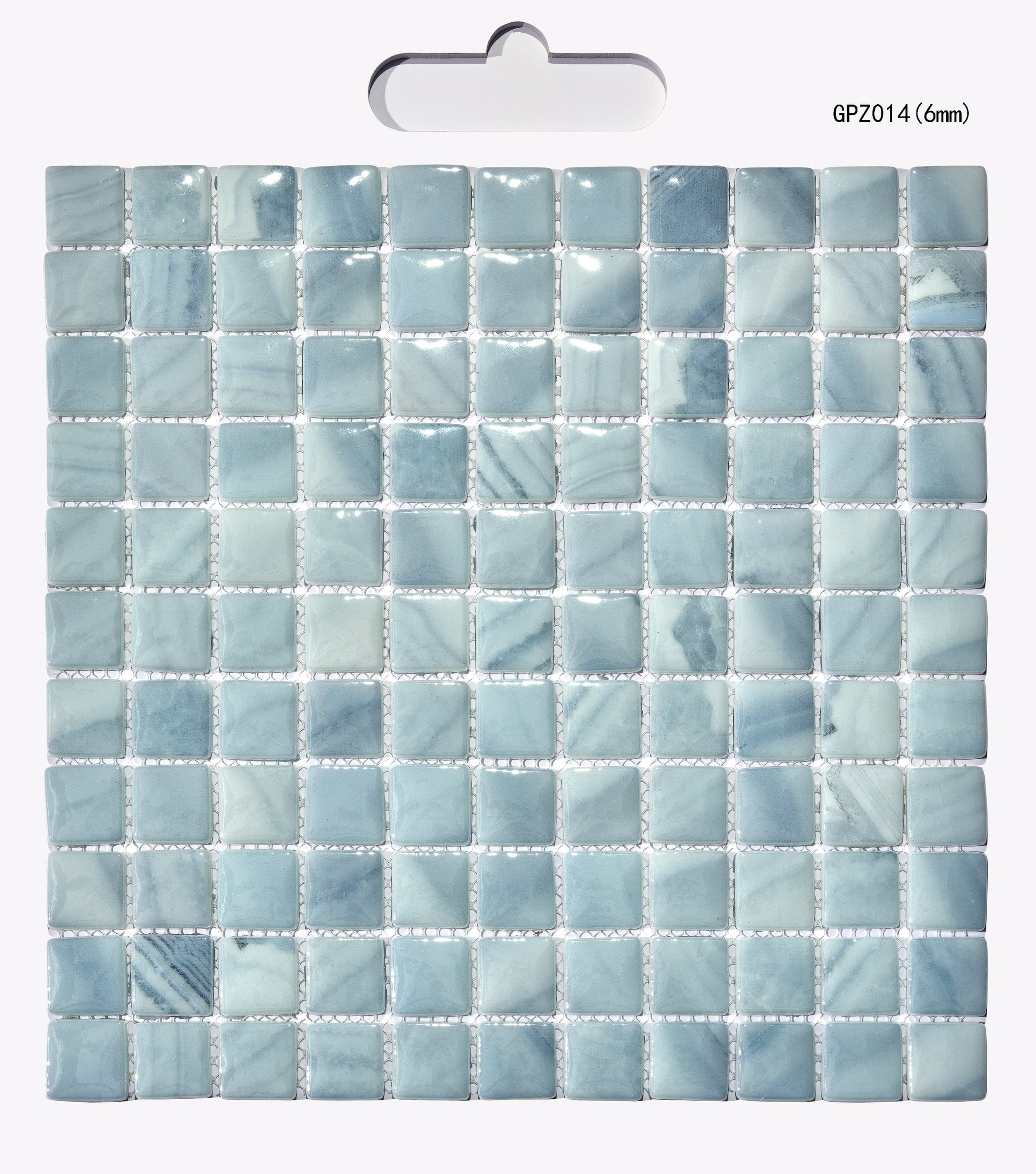 Gạch Mosaic Kính Phong Cách Hiện Đại Màu Xám In Phun Dùng Cho Hồ Bơi Hình Vuông 6mm Chống Thấm Nước Dùng Trong Nhà/Ngoài Trời