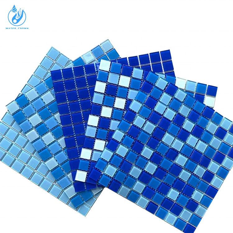 Gạch hồ bơi mosaic vuông, gạch men xanh dương, bán chạy nhất, ốp tường lát sàn