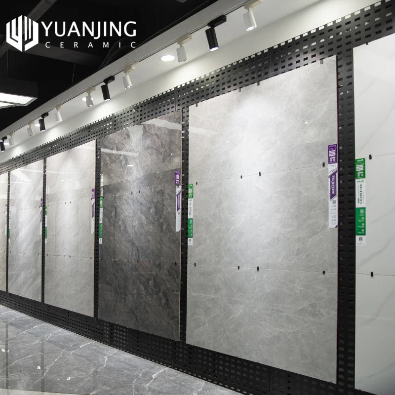 Gạch lát sàn và ốp tường sứ vân đá cẩm thạch bóng màu xám nhạt 400x800mm cho phòng tắm và nội thất