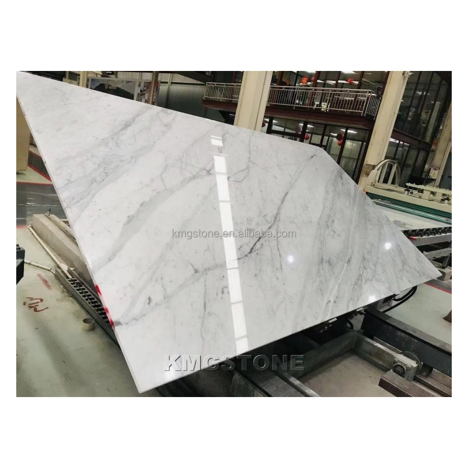 Tấm Đá Marble Onyx Carrara Trắng Hiện Đại cho Bếp & Vách TV, Tấm Lớn Đánh Bóng cho Biệt Thự