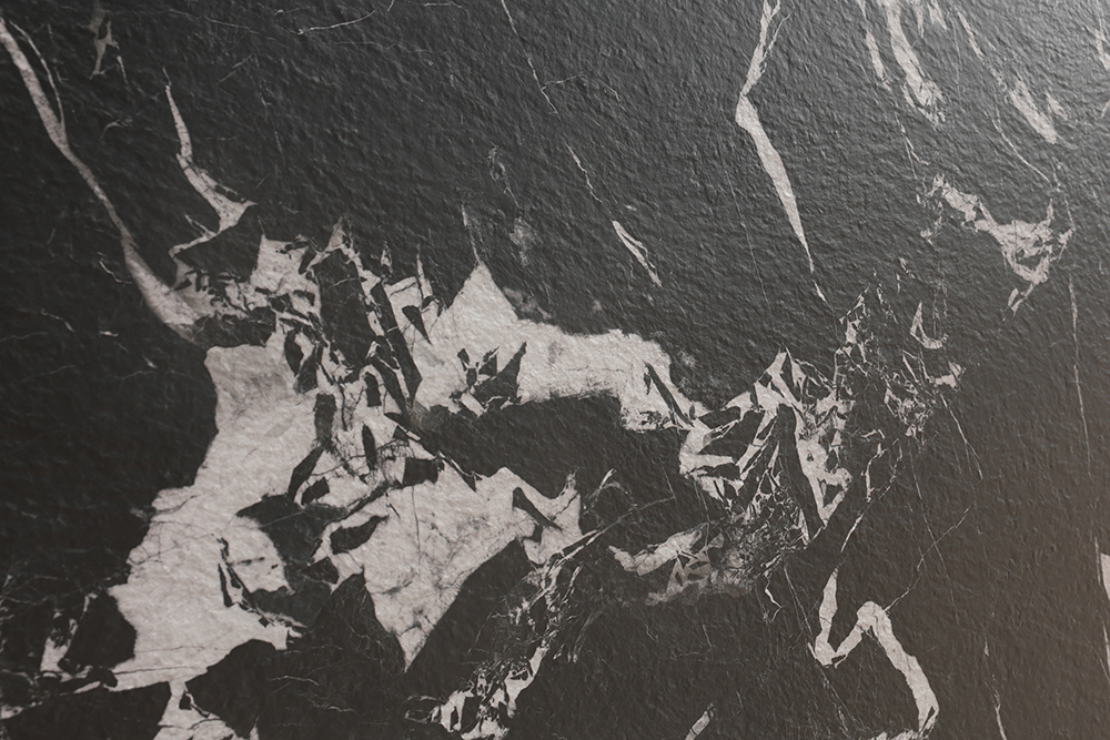 Mặt Bàn Bếp Đá Nung Kết Đen Vân Trắng Phong Cách Pháp Hoàn Thiện Mờ 320x160