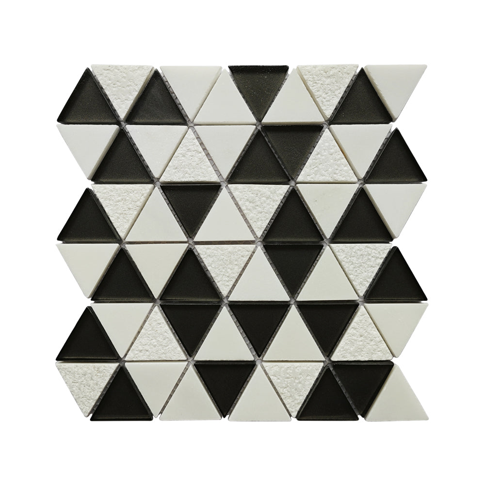 Gạch Mosaic Kính Đá Cẩm Thạch Hình Tam Giác Ốp Bếp, Trang Trí Tường Điểm Nhấn Bếp Phòng Tắm