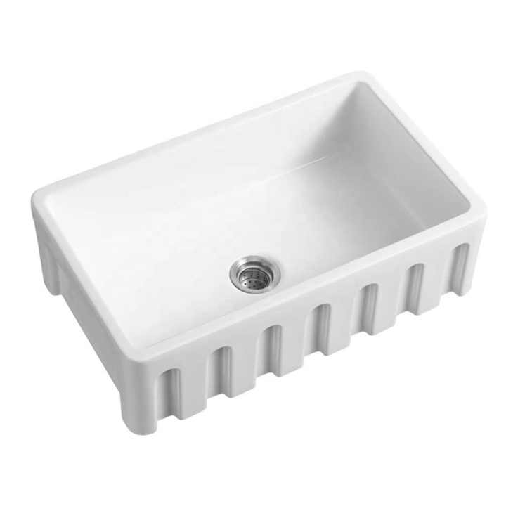 Bồn rửa bát đơn bằng gốm sứ Farmhouse cỡ lớn 33 inch màu trắng có sẵn tại Hoa Kỳ