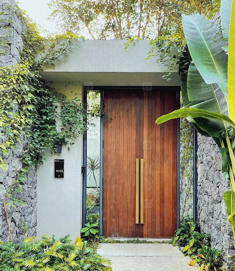 Cửa Ra Vào Chính Dạng Mở Bằng Gỗ Hoàn Thiện An Ninh, Thiết Kế Hai Cánh Hiện Đại Dành Cho Căn Hộ, Biệt Thự Lắp Đặt Ngoài Trời