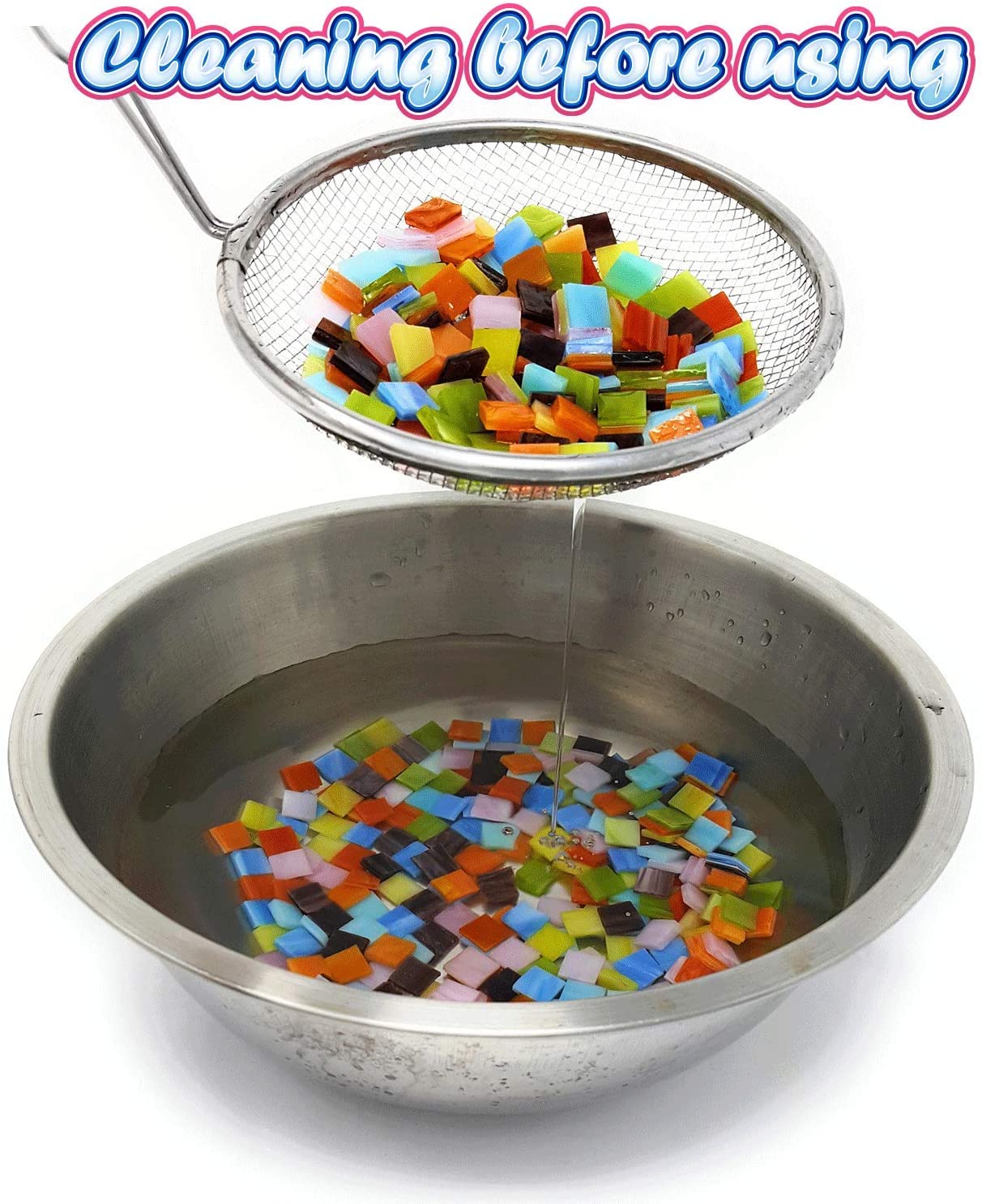 WANDIOR 10x10mm Gạch Mosaic Kính Màu Trang Trí Đa Sắc Hình Vuông Nhỏ cho Thủ Công DIY