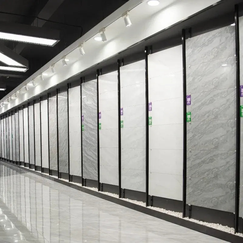 Gạch sứ/ceramic ốp tường và lát sàn chống trượt 400x800mm, màu trắng bóng, họa tiết vân đá cẩm thạch liên tục vô hạn